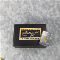 Limited Edition CORVETTE 50th Anniversary Chrome Lighter with 24k Gold Inlay Emblems (Zippo, 2003, #20501)  