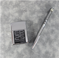LEGENDARY ELVIS 25th Anniversary Chrome Lighter & Boxed Pen Set (Zippo & EPE, 2002)