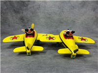 2 MICKEY MOUSE Yellow Die Cast Airplane Toys (Disney, DecoPac, c. 1990s)