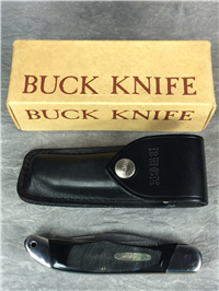1970s BUCK 317 Black Sawcut Delrin Trailblazer Jack Knife with Sheath & Box