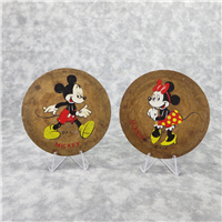 Disney MINNIE & MICKEY MOUSE 4 inch Fiberboard Drink Coasters (1960's)