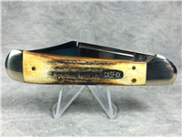 1997 CASE XX USA 51549L SS Stag Copperlock Pocket Knife with Sheath & Buckle