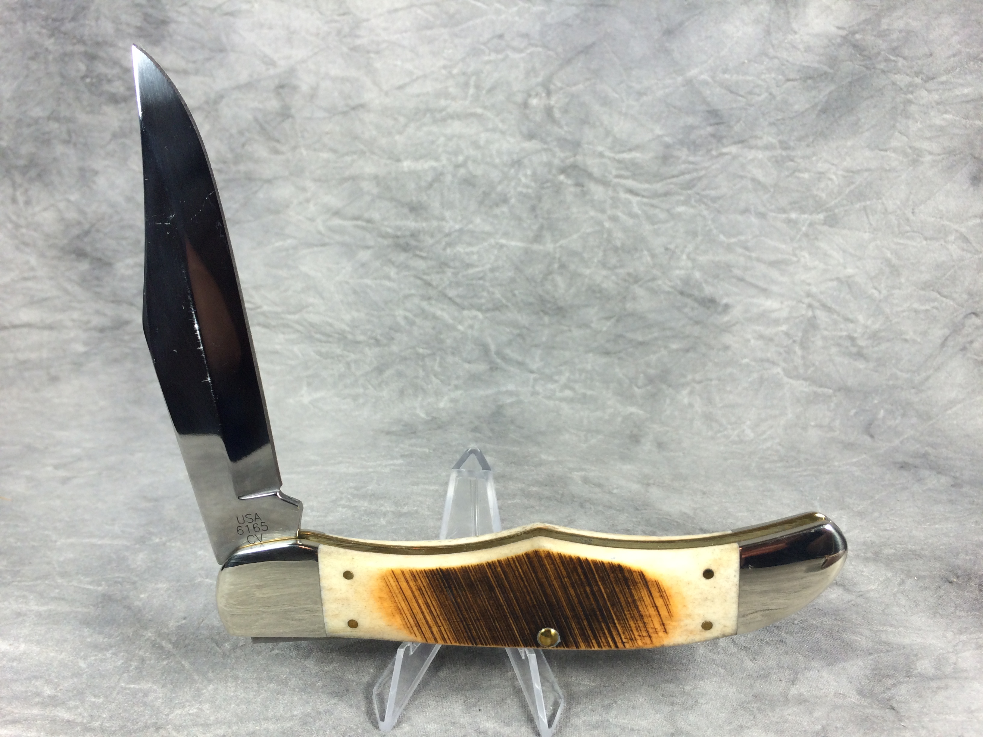 2014 case xx 6165 cv amber bone folding hunter pocket knife mint in box