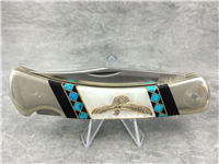 CAMILLUS Heritage 886 Eagle Mother of Pearl With Black/Teal Inlay Folding Lockback Knife