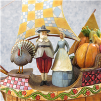A NEW WORLD 9-3/4 inch Mayflower with Pilgrims Figurine (Jim Shore, Enesco, 4009016, 2007)
