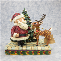RUDOLPH & SANTA 7 inch Rudolph The Red-Nosed Reindeer Figurine (Jim Shore, Enesco, 4008338, 2007)