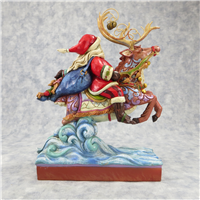 NEXT STOP, THE ROOFTOP 9-1/8 inch Santa & Reindeer Figurine (Jim Shore, Enesco, 4041094, 2014)
