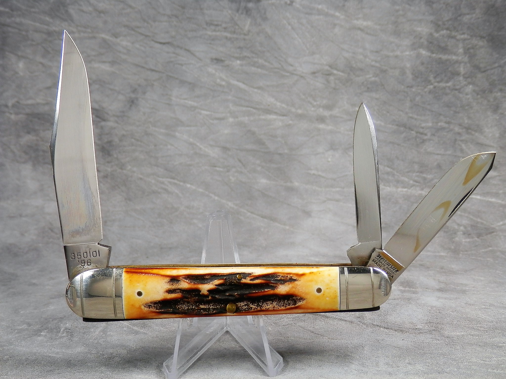 1996 WINCHESTER Stag Limited Edition NKCA Club 3-Blade Whittler Pocket Knife