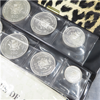 1969 Republic of Guinea 10th Anniversary of Independence 7 Coin Pure Silver Proof Set