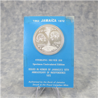 JAMAICA 10th Anniversary $10 Silver Uncirculated Specimen Coin (RCM, 1972)