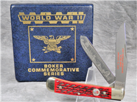 BOKER WWII Battle of the Bulge Limited Ed. Red Bone Commemorative Trapper Knife