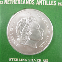 NETHERLANDS ANTILLES 25 Gulden Juliana's Reign Commemorative Coin (Royal Canadian Mint, 1973)