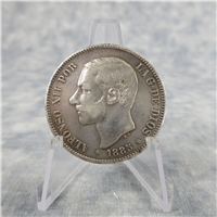 SPAIN 5 Pesetas Silver Coin (1885)