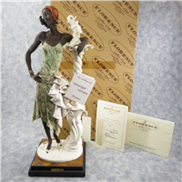 MAHOGANY - BLACK LADY WITH ELEPHANT 17-1/2 inch Limited Edition Figurine  (Giuseppe Armani, 194-C, 1992)