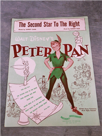 Vintage PETER PAN "The Second Star to the Right" Sheet Music (Disney, 1951)