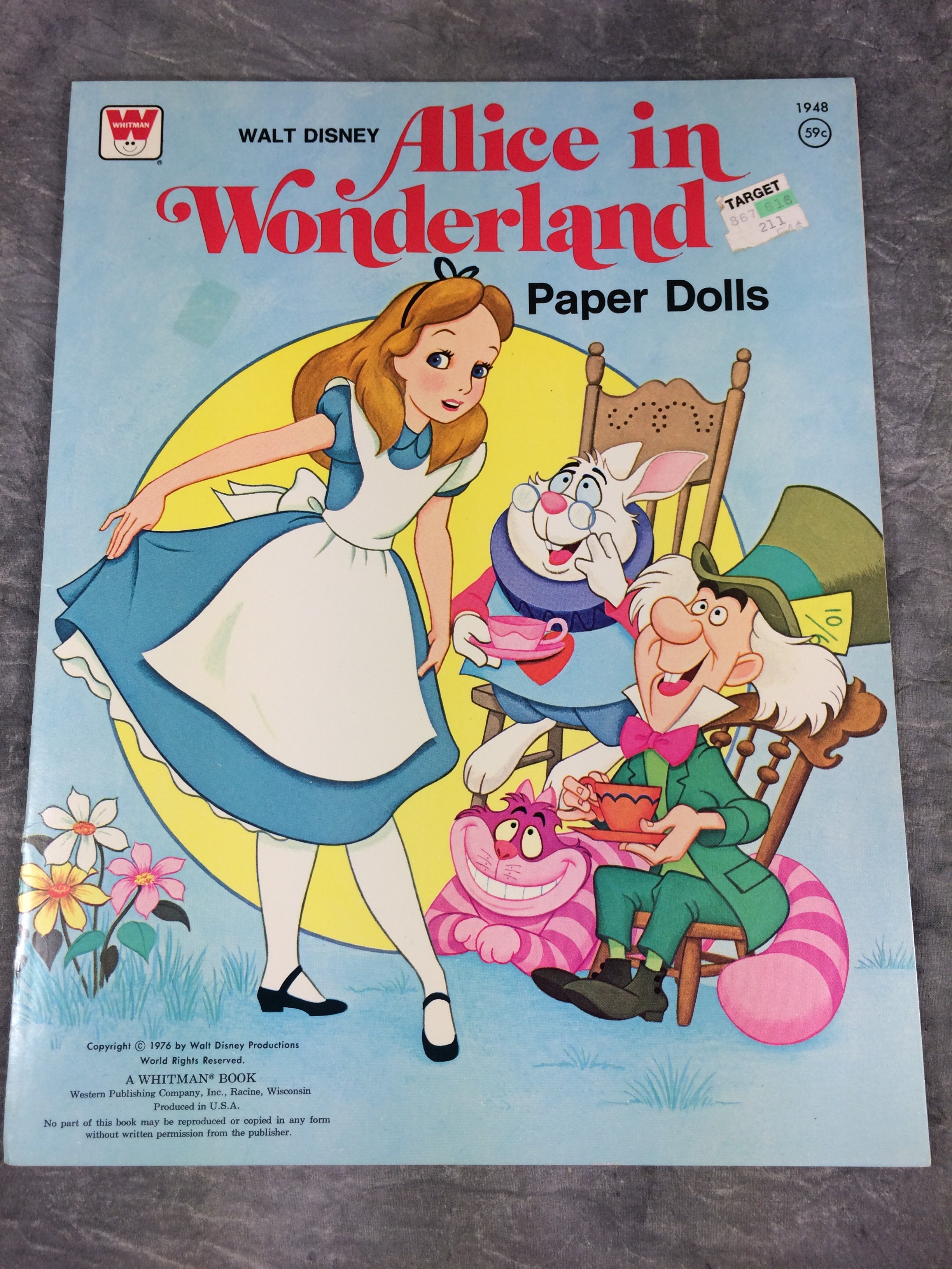 Walt Disney ALICE in WONDERLAND PAPER DOLLS Book UNCUT 1976 Whitman 