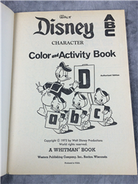 WALT DISNEY Character ABC Coloring Book (Disney, Whitman, 1972) Alice, Bambi, Cinderella