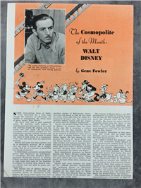 Vintage WALT DISNEY Cosmopolite of the Month Article (Cosmopolitan, Aug 1937)