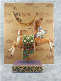 DASH AWAY 9-1/4 inch Reindeer/Green Blanket Figurine (Jim Shore, Enesco, 118111, 2004)