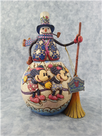 OLD FASHIONED HOLIDAY 9 inch Snowman/Mickey & Minnie Mouse Ice Skating Figurine (Jim Shore, Enesco, 4008062, 2007)