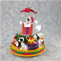 101 DALMATIANS 6-1/4 inch Christmas Puppies Musical Snow Globe (Disney Direct, #21357)