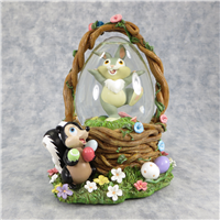 THUMPER & FLOWER 6-3/4 inch Bambi Musical Easter Snow Globe (Disney, #20581)