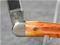 1997 CASE XX USA 610096 SS Dark Orange Jigged Bone Tiny Toothpick Knife