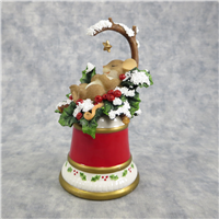 WISHING YOU THE HOLIDAY OF YOUR DREAMS 5-1/4 inch Sleeping Mouse on Christmas Bell Figurine (Charming Tails, Enesco, 98/555, 2007)