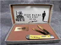1986 CASE XX USA 3254 Limited Ed. Gold-Plated JOHN WAYNE Yellow Trapper Knife