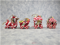 GUMDROP EXPRESS 4 Piece Winter Candy Cane Train Figurine Ornaments (Charming Tails, Fitz and Floyd, 2006)