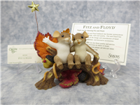 ALL I COULD WISH FOR IS THE RIGHT HERE BESIDE ME 3-1/8 inch Fall Mice on Log with Star Figurine (Charming Tails, Fitz and Floyd, 89/340, 2007)