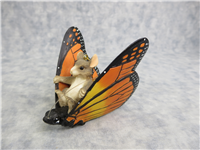 MAXINE'S BUTTERFLY RIDE  3-1/2 inch Mouse on Monarch Butterfly Ornament Figurine (Charming Tails, Silvestri)