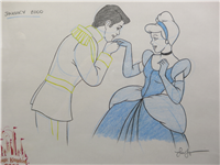 CINDERELLA & PRINCE CHARMING Disney Artist Signed Hand Drawn Sketch (Magic Kingdom, 2000)