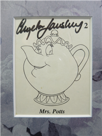 BEAUTY AND THE BEAST Mrs. Potts/Angela Lansbury Signed Framed Original Authograh Art (Walt Disney World Co., 1990's)