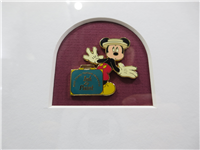 CHECKING IN? Mickey & Pluto TOWER OF TERROR Framed Cel/Signed Postcard/Ink & Paint Pin (Disney Animation Gallery, 2004)