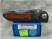 BENCHMADE 690S Wood & Carbon Fiber Partially-Serrated Liner Lock
