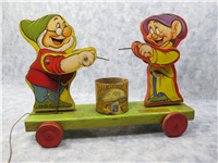 DOPEY & DOC Snow White Dwarfs Drummer Pull Toy #770 (Walt Disney ENT/Fisher Price, 1937)