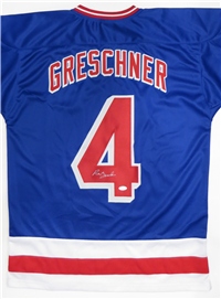 RON GRESCHNER #4 Signed Rangers Hockey Jersey Size XL (James Spence Authentication LLC)
