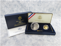 2002 US MINT Salt Lake Olympic Winter Games Silver 2-Coin Set Gold $5 & Silver $1 Proofs + Box & COA 