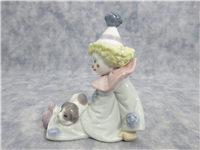 PIERROT WITH PUPPY 4-1/2 inch Porcelain Figurine (Lladro, #5277)