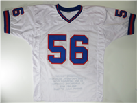 LAWRENCE TAYLOR #56 Signed GIANTS Sewn-On Style NFL Stats Jersey Size XL (James Spence Authentication COA)