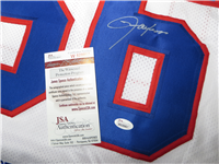 LAWRENCE TAYLOR #56 Signed GIANTS Sewn-On Style NFL Stats Jersey Size XL (James Spence Authentication COA)