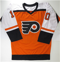 JOHN LECLAIR #10 Signed FLYERS Sewn-On Style NHL Jersey Size L (James Spence Authentication)
