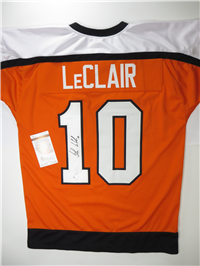 JOHN LECLAIR #10 Signed FLYERS Sewn-On Style NHL Jersey Size L (James Spence Authentication)
