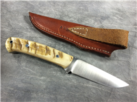 A.G. RUSSELL A-2 Rams Horn 8-1/8" Hunting Knife with Leather Sheath