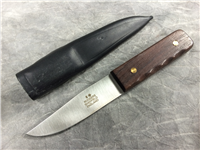 RODGERS SHEFFIELD ENGLAND 8-1/8" Wood Fixed-Blade Knife with Leather Sheath