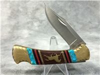 BUCK Custom 112 Ranger Lockback Mustang Knife - Handmade by Navajo Artist Dave Yellowhorse
