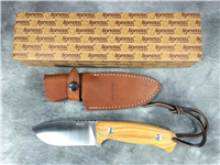 LIONSTEEL M3 9-1/4" Olive Wood Fixed-Blade Hunting Knife with Sheath