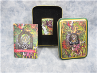 JAGUAR & CUB AT TURTLE FALLS Brass Lighter & Collectible Tin (Zippo,Mysteries of the Forest, 1995)  