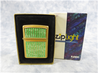 GREEN MARBLE Two-Sided Raised Panel Gold Inlay Brass Lighter (Zippo, 1994)